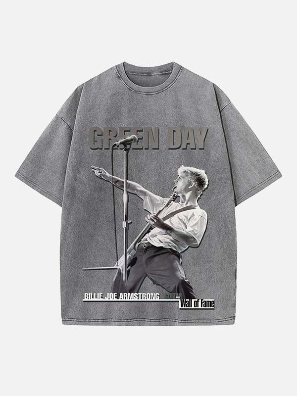 Green Day Print Round Neck T-shirt