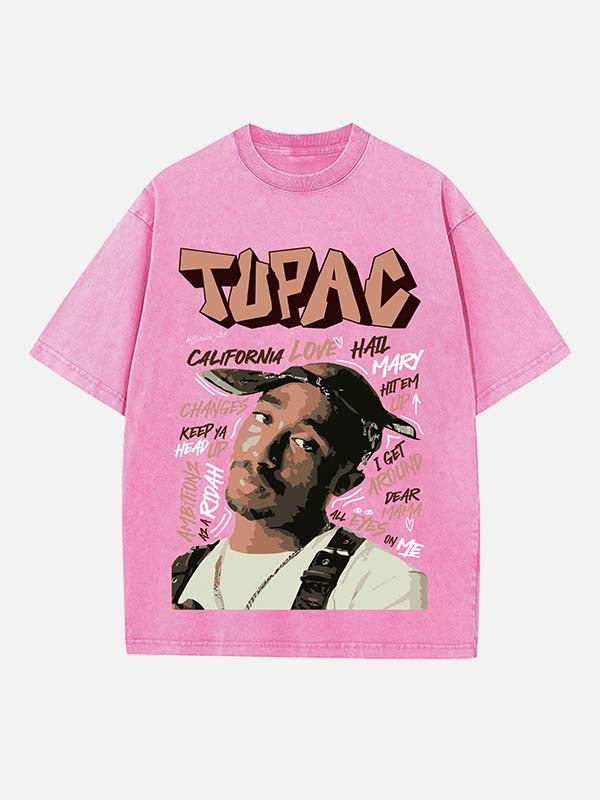 2Pac Print Round Neck T-shirt