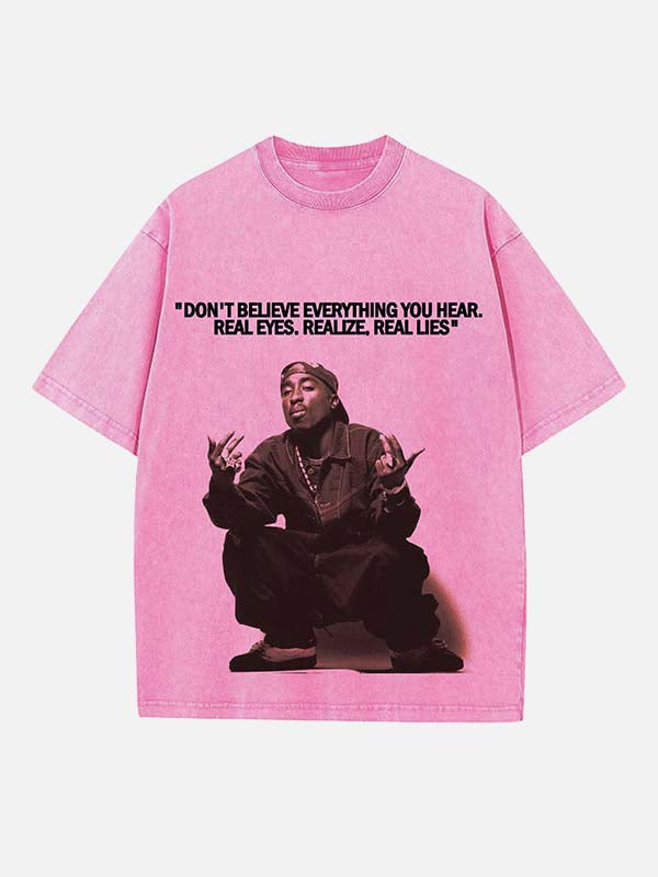 2Pac Print Round Neck T-shirt