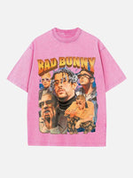 Bad Bunny Print Round Neck T-shirt