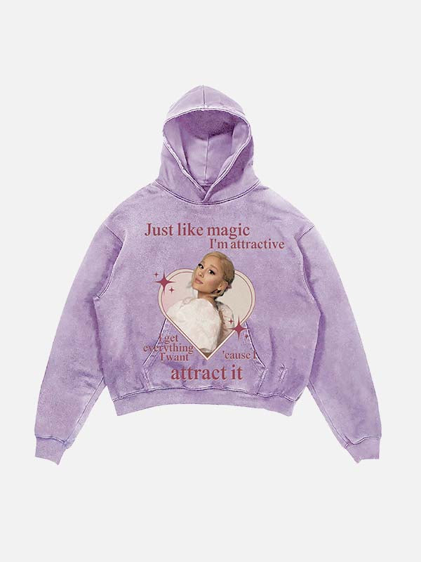 Ariana Grande Print Slant Pockets Hoodie