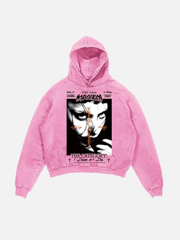 Lady Gaga Print Slant Pockets Hoodie