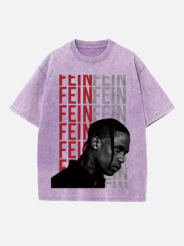 Travis Scott Print Round Neck T-shirt