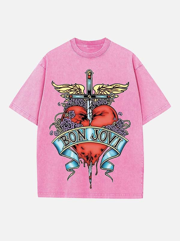 Bon Jovi Print Round Neck T-shirt