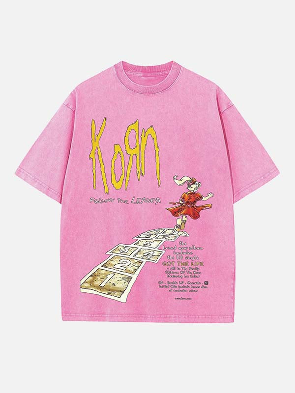 Korn Print Round Neck T-shirt