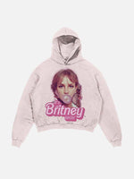 Britney Spears Print Slant Pockets Hoodie
