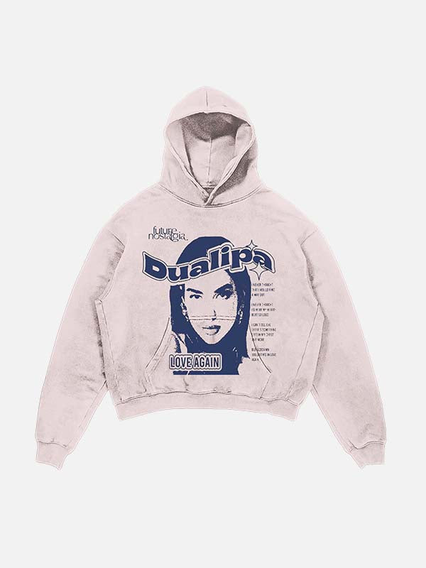 Dua Lipa Print Slant Pockets Hoodie