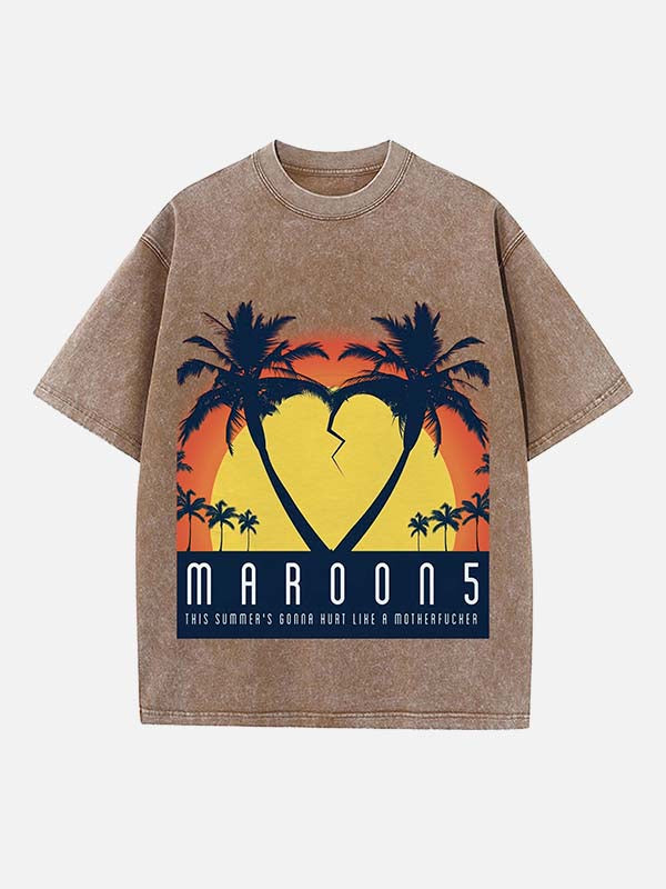 Maroon 5 Print Round Neck T-shirt