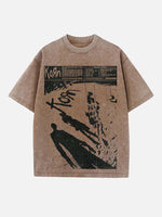 Korn Print Round Neck T-shirt