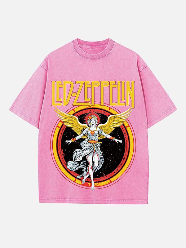 Led Zeppelin Print Round Neck T-shirt