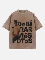 Bad Bunny Print Round Neck T-shirt