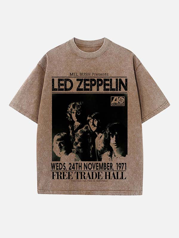 Led Zeppelin Print Round Neck T-shirt
