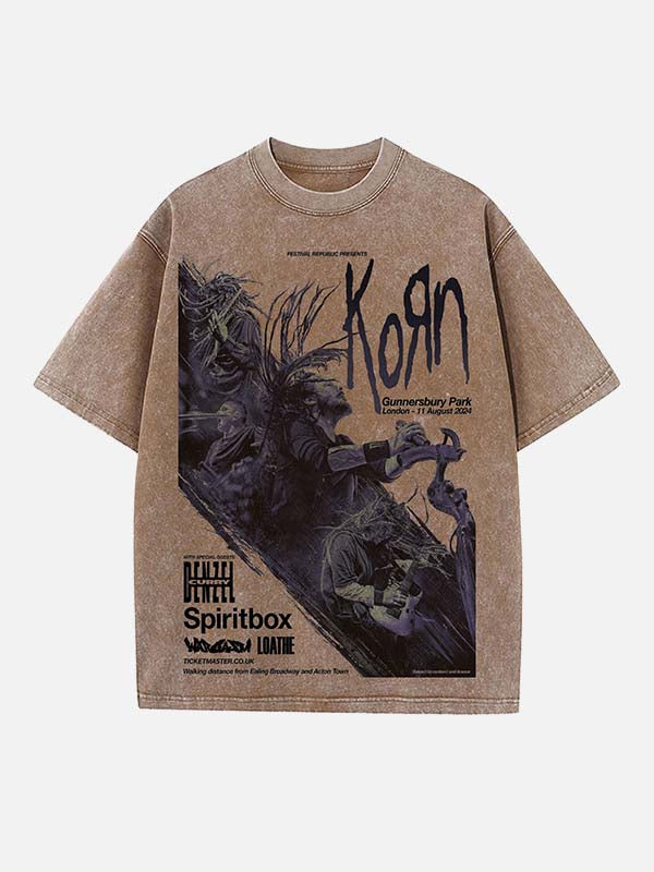 Korn Print Round Neck T-shirt