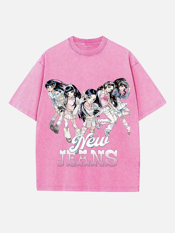 NewJeans Print Round Neck T-shirt