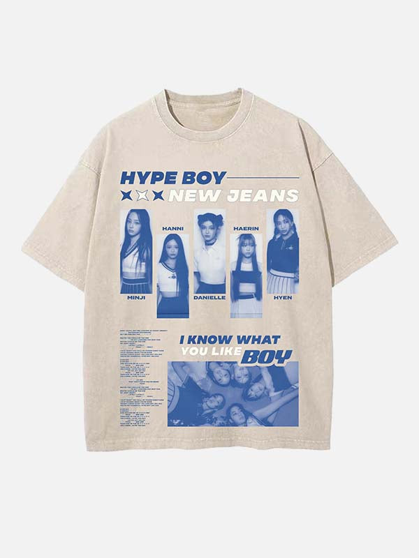 NewJeans Print Round Neck T-shirt