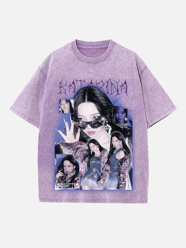 Aespa Karina Print Round Neck T-shirt