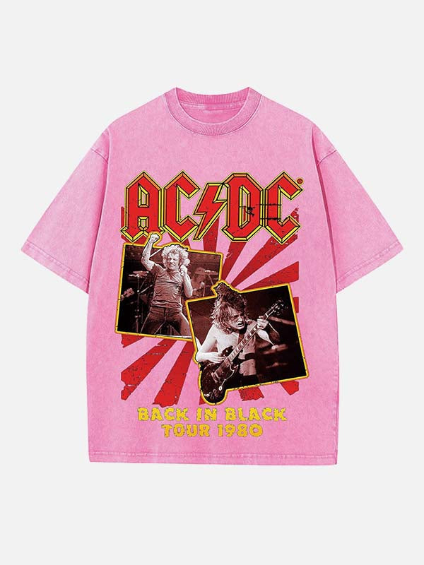 AC/DC Print Round Neck T-shirt