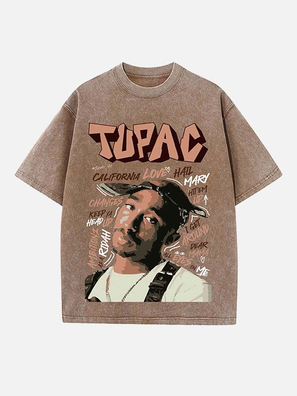 2Pac Print Round Neck T-shirt