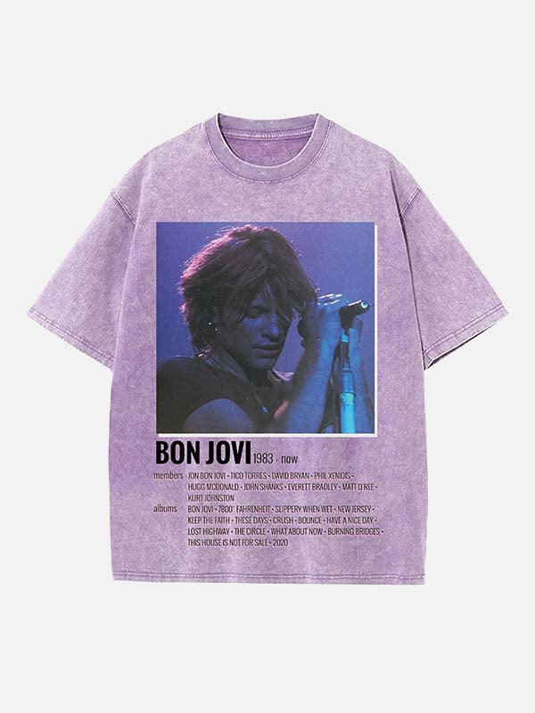 Bon Jovi Print Round Neck T-shirt