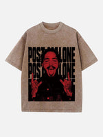 Post Malone Print Round Neck T-shirt