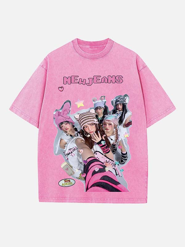 NewJeans Print Round Neck T-shirt