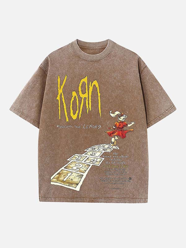 Korn Print Round Neck T-shirt