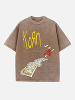 Korn Print Round Neck T-shirt