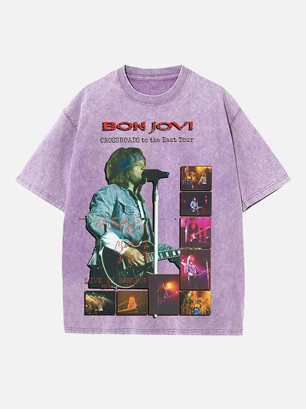 Bon Jovi Print Round Neck T-shirt