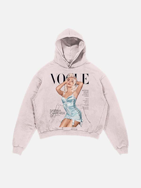 Sabrina Carpenter Print Slant Pockets Hoodie