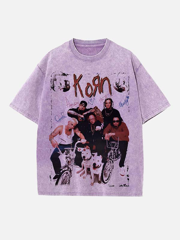 Korn Print Round Neck T-shirt