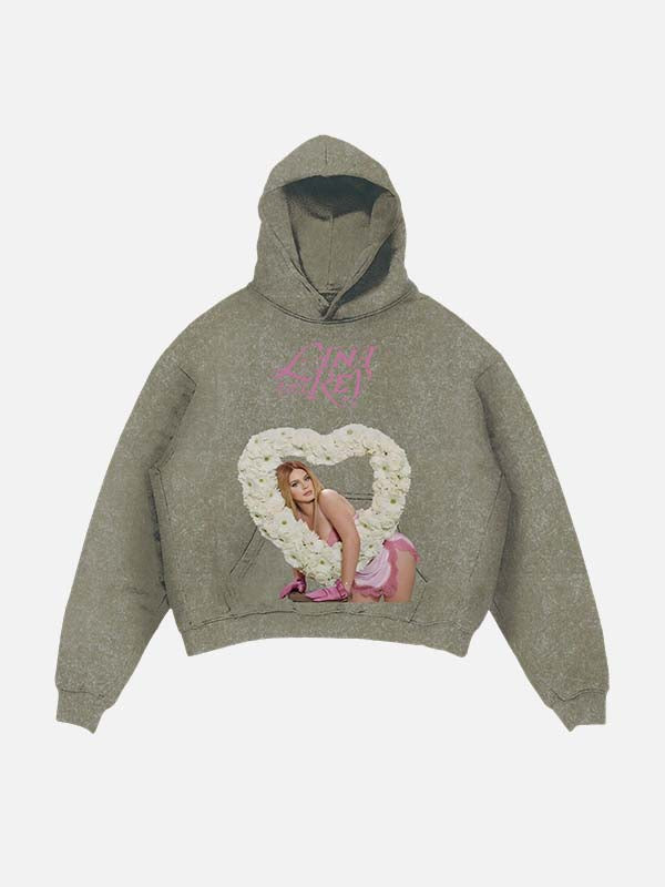 Lana Del Rey Print Slant Pockets Hoodie