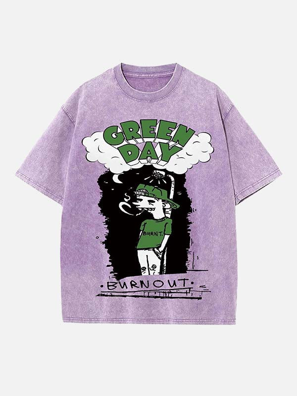 Green Day Print Round Neck T-shirt