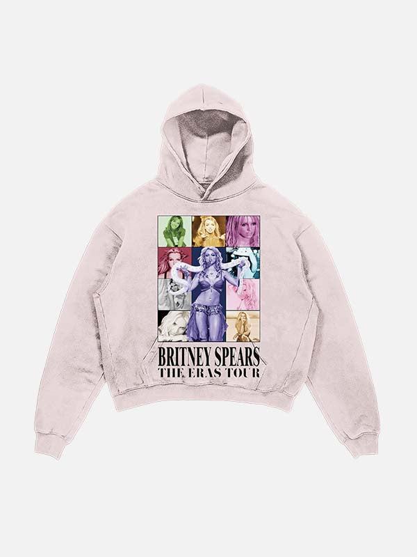 Britney Spears Print Slant Pockets Hoodie