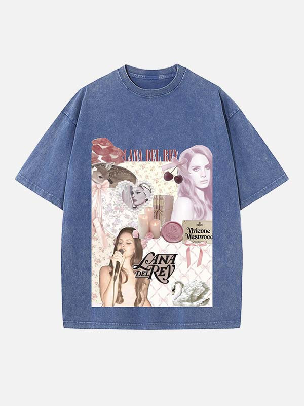 Lana Del Rey Print Round Neck T-shirt