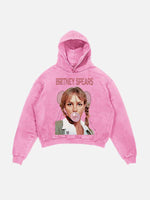 Britney Spears Print Slant Pockets Hoodie