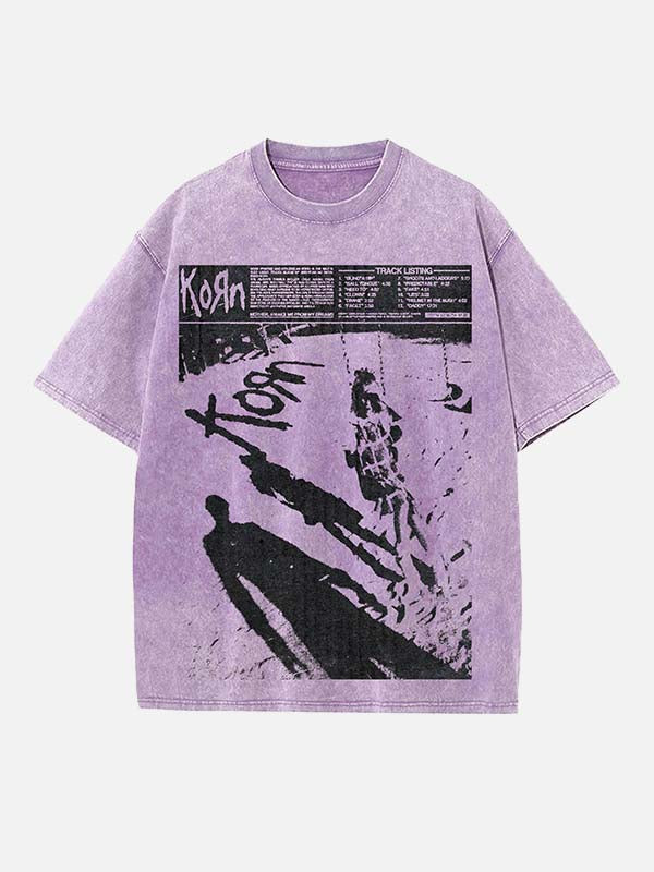 Korn Print Round Neck T-shirt