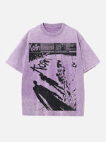 Korn Print Round Neck T-shirt