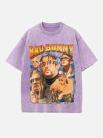 Bad Bunny Print Round Neck T-shirt