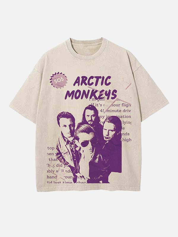 Arctic Monkeys Print Round Neck T-shirt