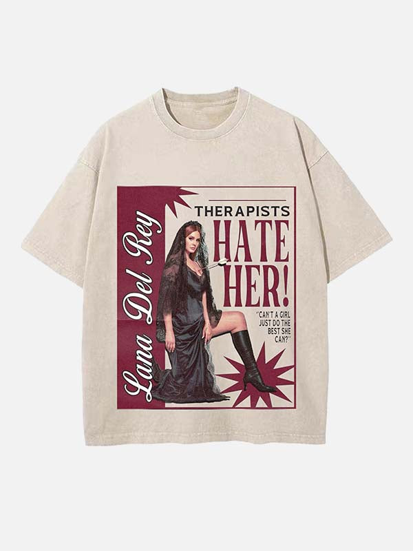 Lana Del Rey Print Round Neck T-shirt