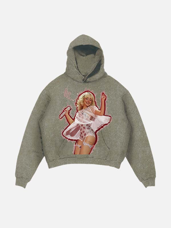 Sabrina Carpenter Print Slant Pockets Hoodie