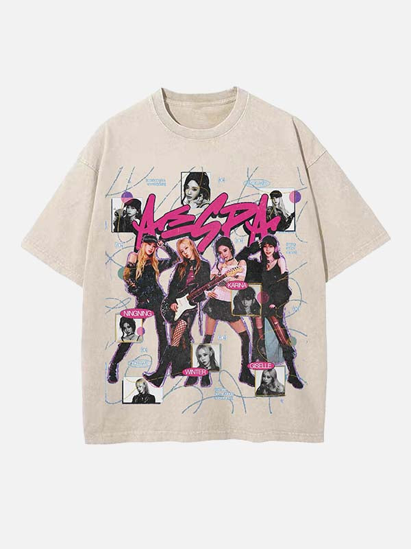 Aespa Print Round Neck T-shirt