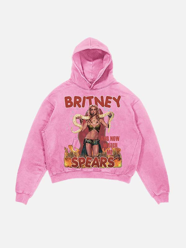 Britney Spears Print Slant Pockets Hoodie