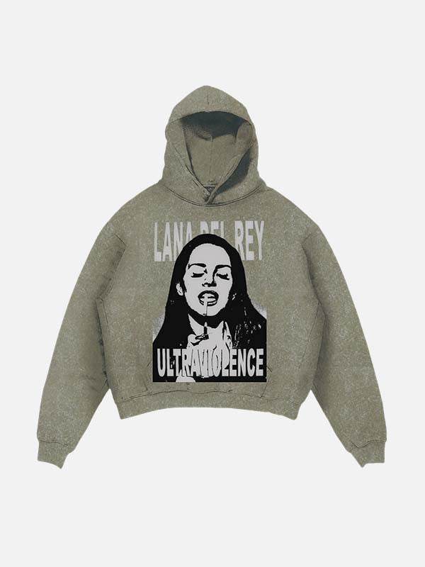 Lana Del Rey Print Slant Pockets Hoodie