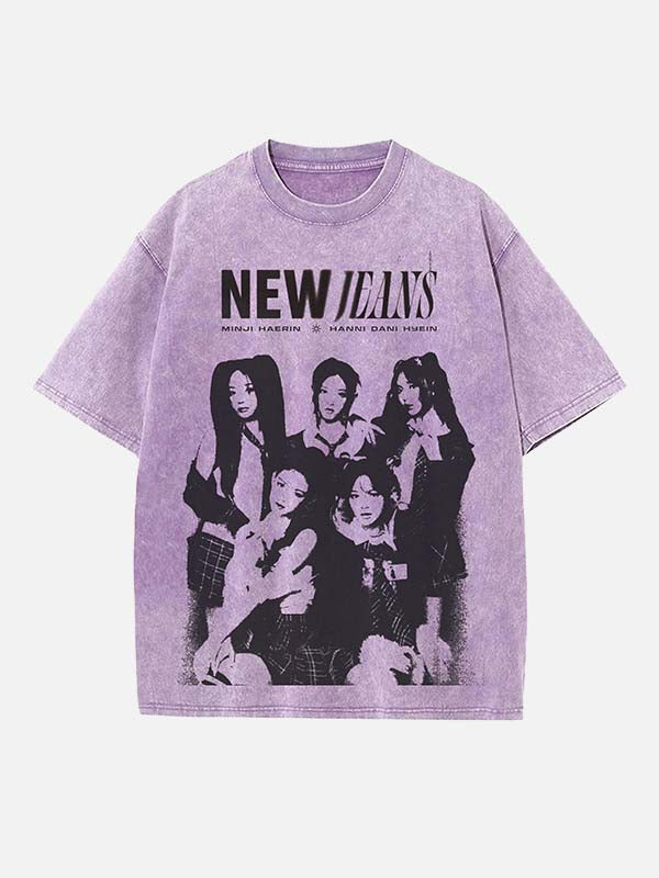NewJeans Print Round Neck T-shirt