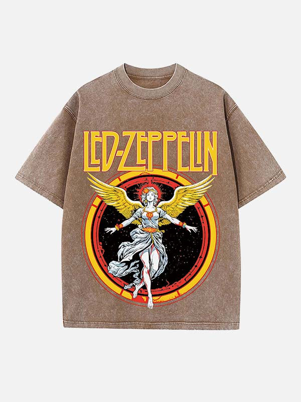 Led Zeppelin Print Round Neck T-shirt