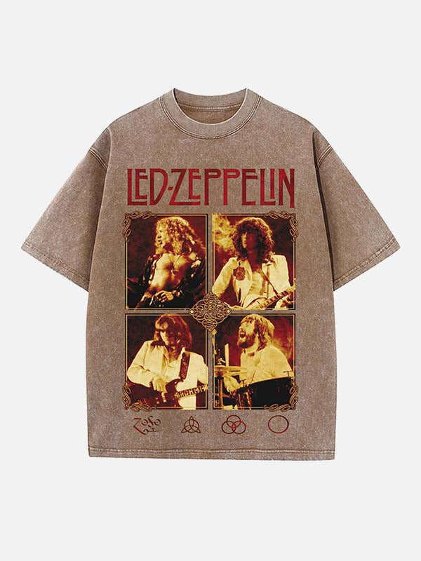 Led Zeppelin Print Round Neck T-shirt