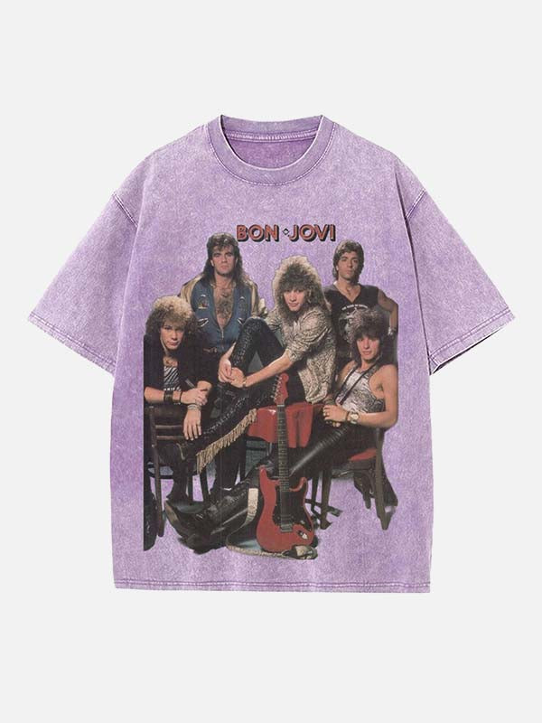 Bon Jovi Print Round Neck T-shirt