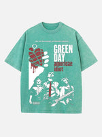 Green Day Print Round Neck T-shirt