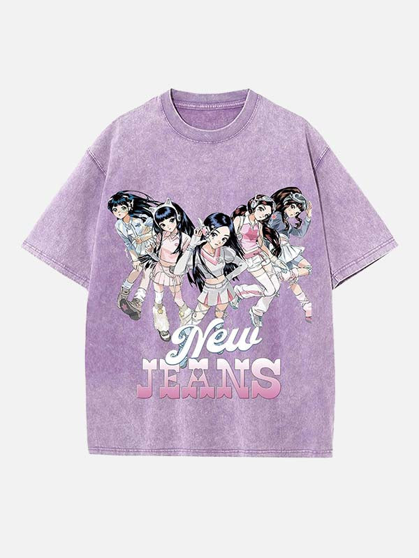 NewJeans Print Round Neck T-shirt